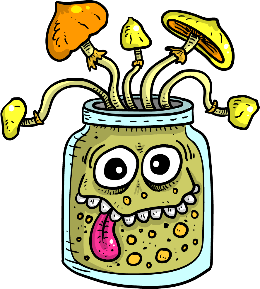 Image Of Magic Mushroom Rye Berry Jar Vinyl Sticker Clipart (888x985), Png Download