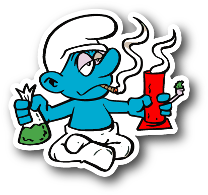 Blue Cartoon Hitting A Bong Sticker - Weed Sticker Png Clipart (600x600), Png Download