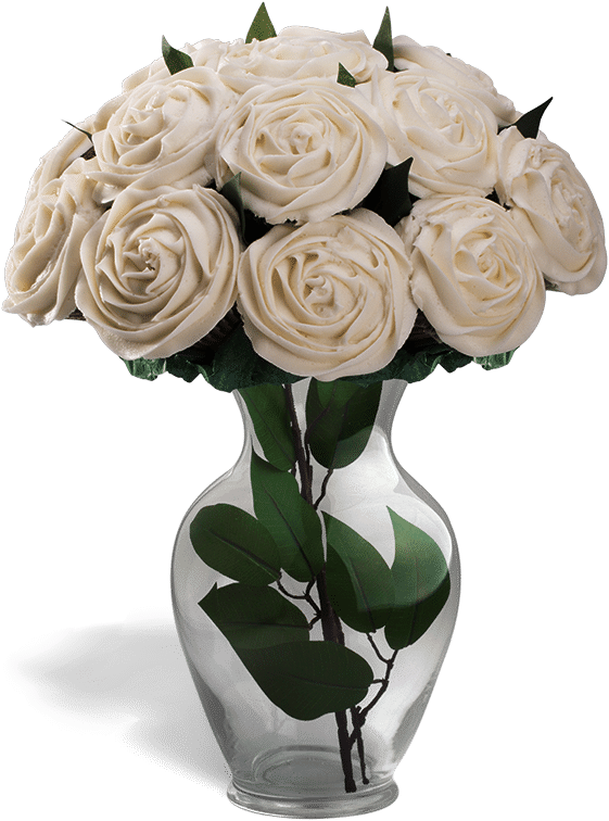 Cupcake Bouquet In A Vase , Png Download - Transparent Fresh Cut Vase Flowers Png Clipart (561x756), Png Download