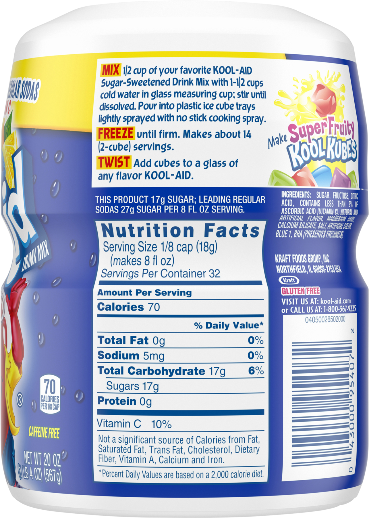 Kool-aid Twists Drink Mix, Ice Blue Raspberry Lemonade, - Nutrition Facts Clipart (1800x1800), Png Download