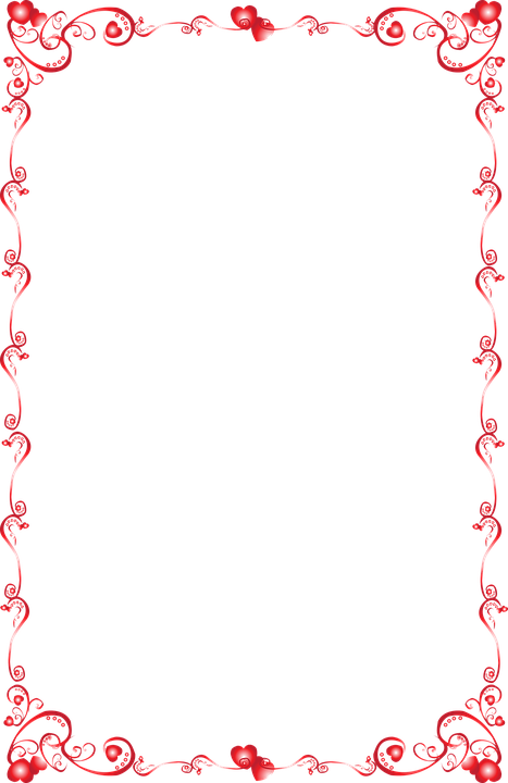 Love Heart Border Png - Valentine Border Vector Free Clipart (467x720), Png Download