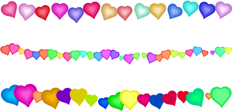 Borda De Coração Colorido Png Clipart (800x405), Png Download