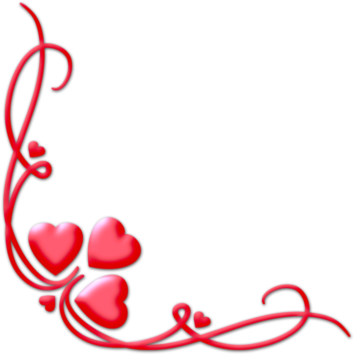 1024 X 768 7 - Heart Corner Border Png Clipart (1024x768), Png Download