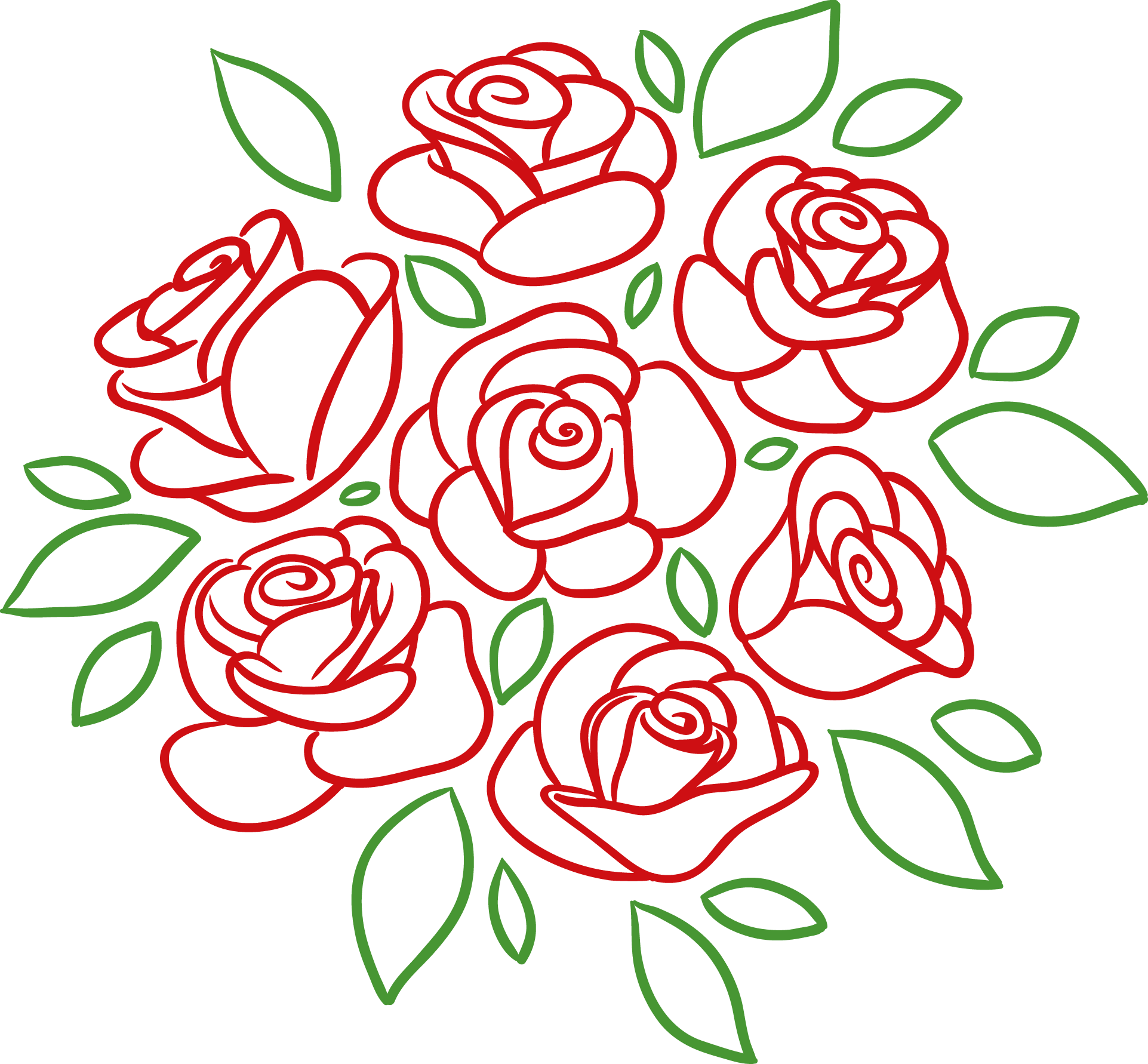 Download 1923 X 1782 8 - Bouquet Of Roses Doodle Art Clipart Png