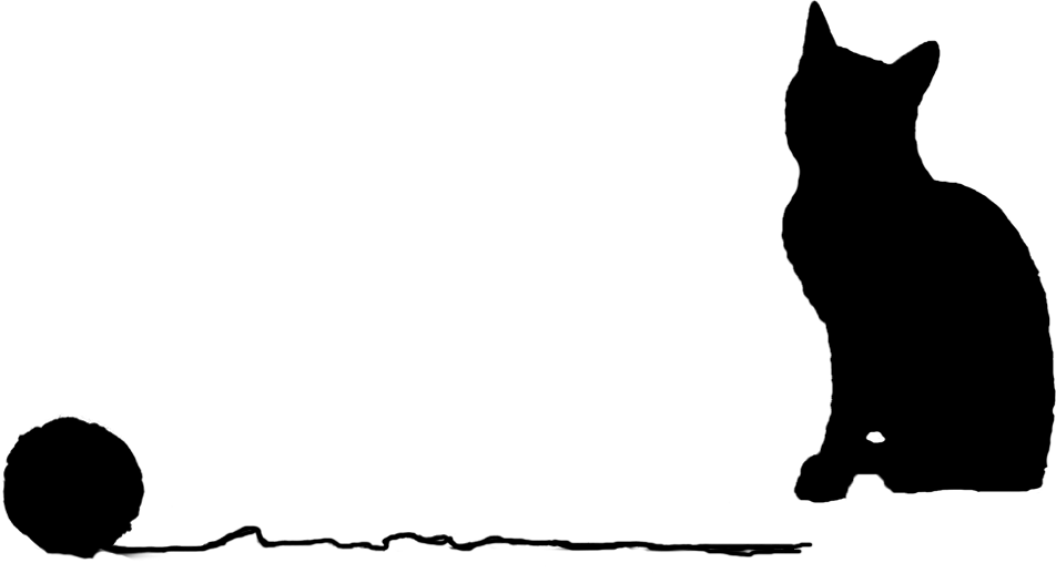 Silhouette Of Cat With Ball Of Yarn Vector By Froggyartdesigns - Ball Of Yarn Silhouette Clipart (952x517), Png Download