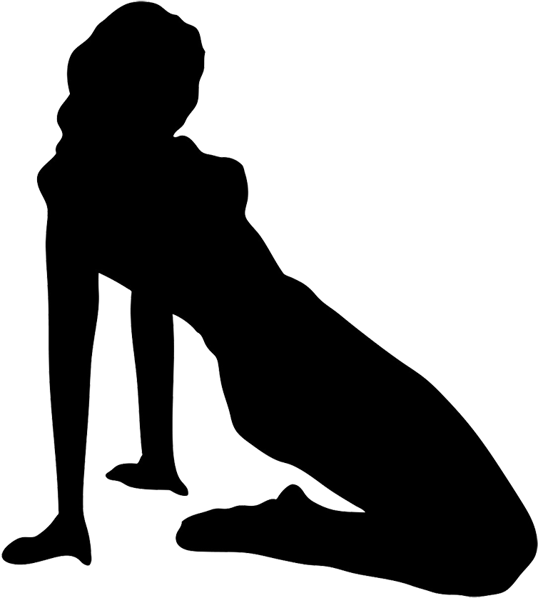 Silhouette Of Pin Up Girl - Woman On Her Knees Silhouette Clipart (754x837), Png Download