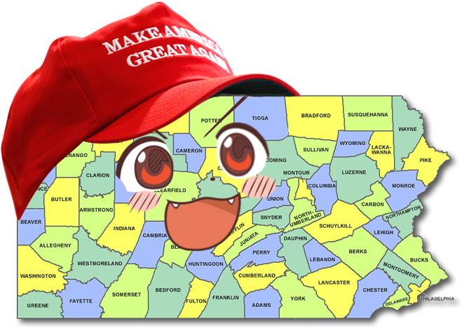 Make America Great Again - Pa County Map Clipart (702x499), Png Download