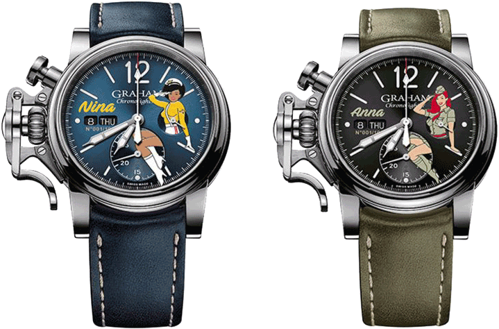 Nina And Anna Are Among The Colourful Personas Starring - Graham Chronofighter Vintage Nose Art Ltd Clipart (731x495), Png Download