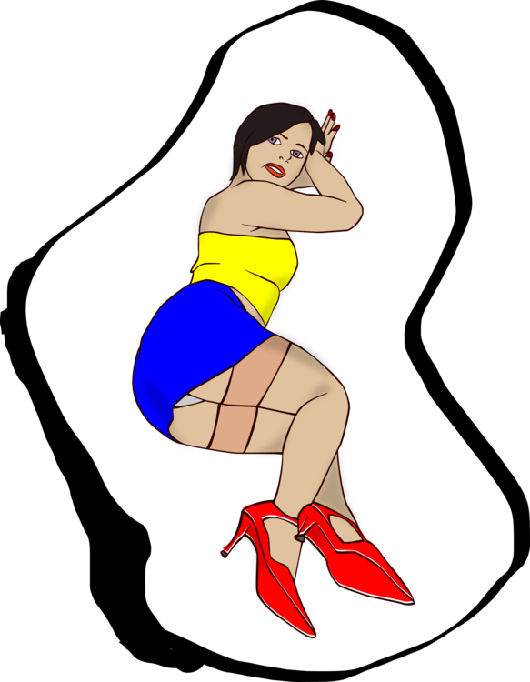 Pin-up Girl Woman Cartoon Computer Icons - Cartoon Clipart (583x750), Png Download