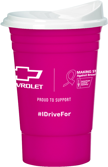 Pink Breast Cancer Awareness Hard Solo Cup W/ Lid - Chevrolet Clipart (478x650), Png Download
