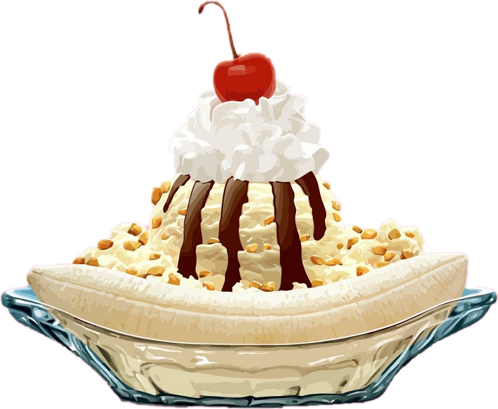 Download Scbananas Sticker Ice Cream Banana Split Vector Clipart Png