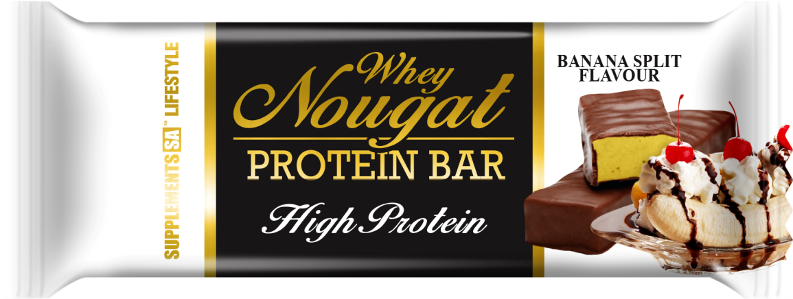 Whey Nougat Protein Bar 50g Banana Split Clipart (1471x637), Png Download