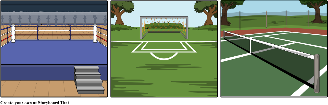 Boxing Ring Football Ground Tennis Court - Storyboard Images Badminton Clipart (1164x385), Png Download