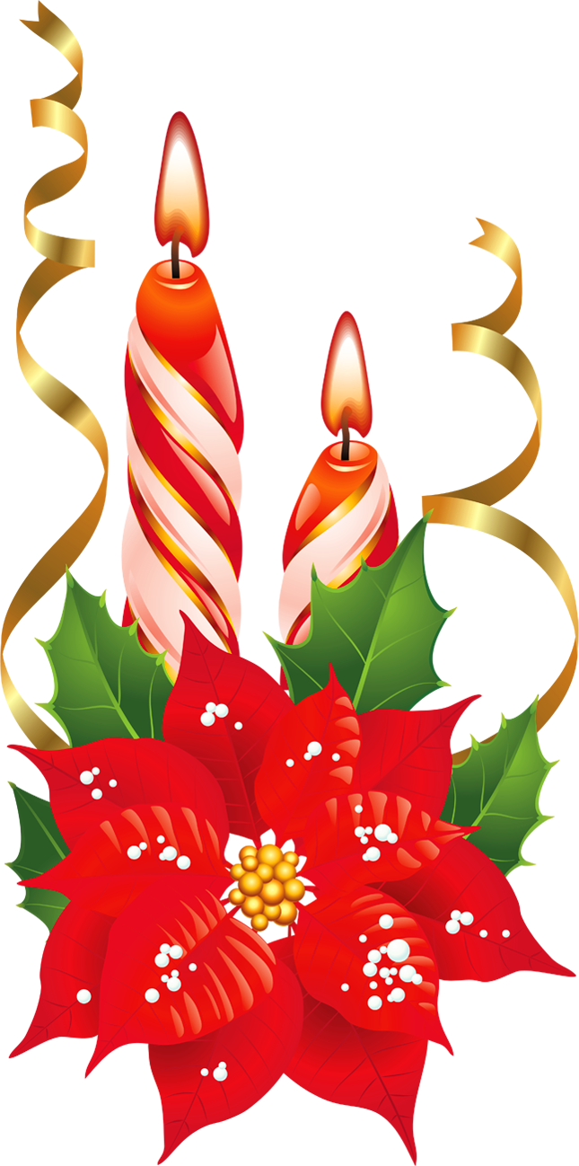 Poinsettia Clip Art With A Candle - Clipart Christmas - Png Download (645x1298), Png Download