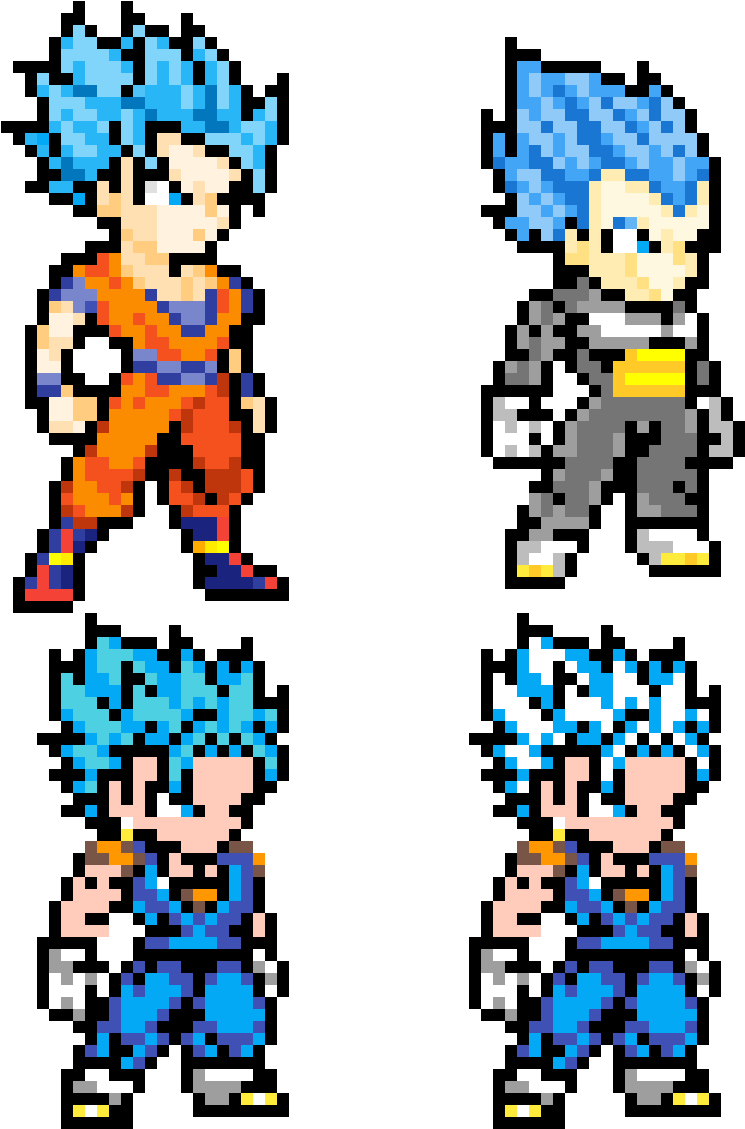Goku/vegeta/vegito Blue - Vegito Blue Pixel Art Clipart (1200x1200), Png Download