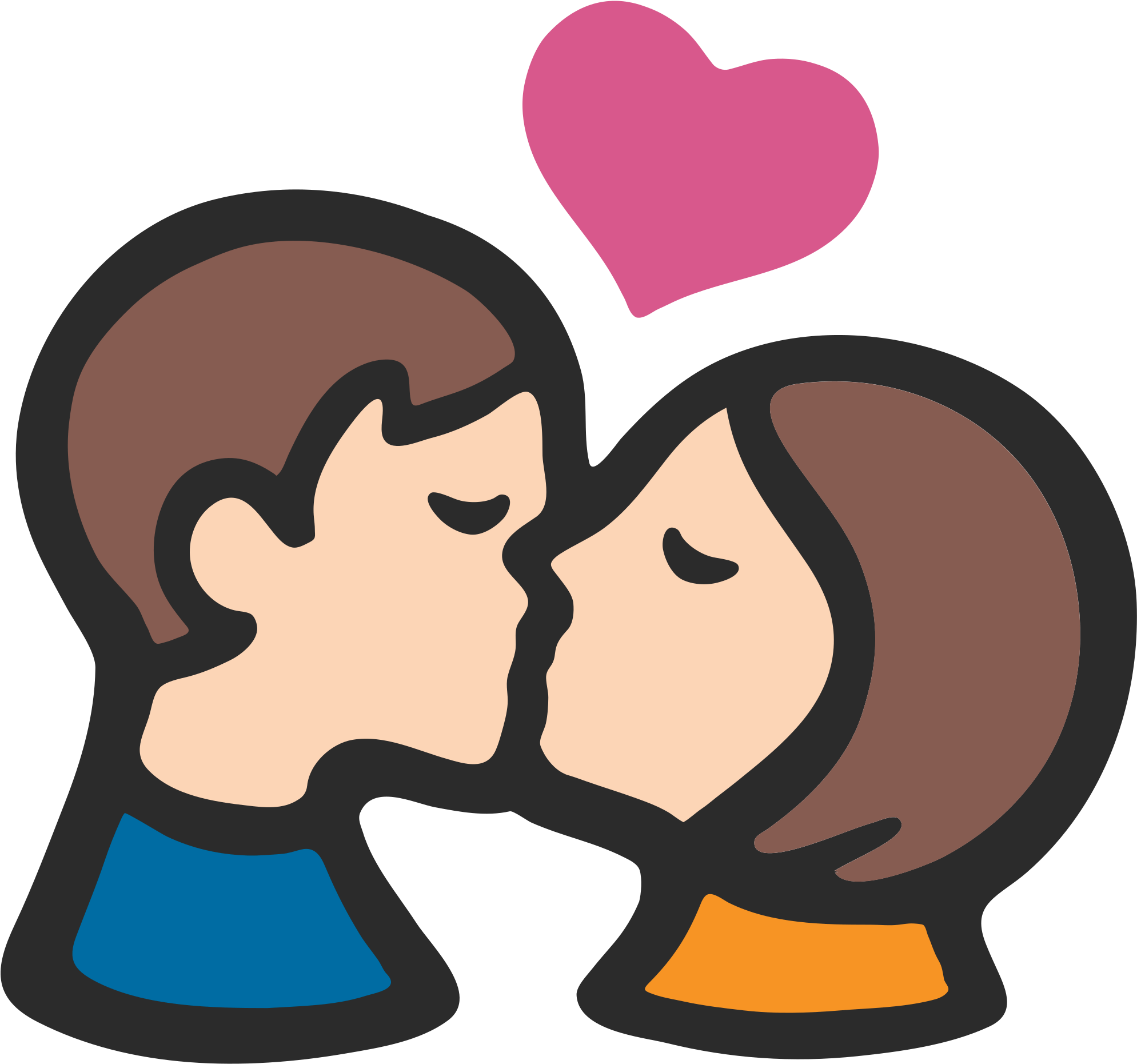 Couple Emoji Transparent - Emojis Kissing Each Other Clipart - Large Size P...