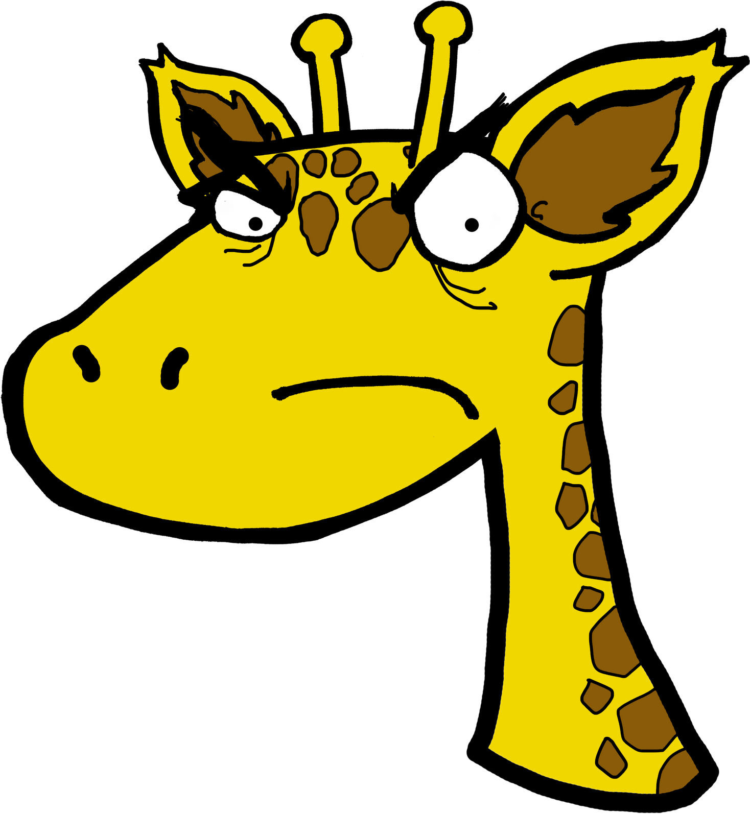 Sad Emoji Clipart Mad - Angry Giraffe Cartoon - Png Download (1467x1600), Png Download