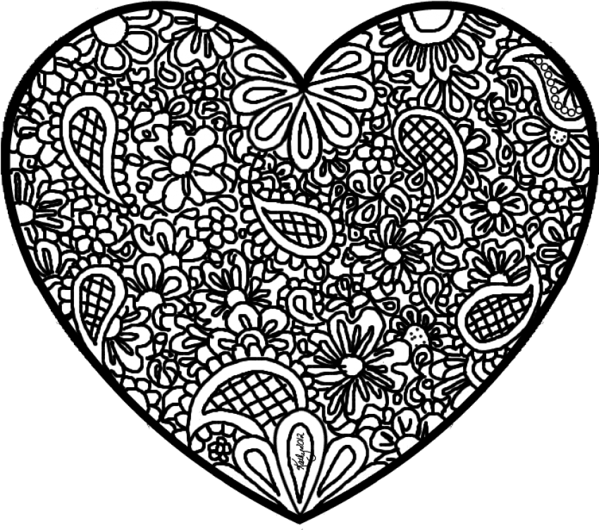 Free Png Download Abstract Heart Coloring Pages Png - Detailed Heart Coloring Pages Clipart (850x753), Png Download