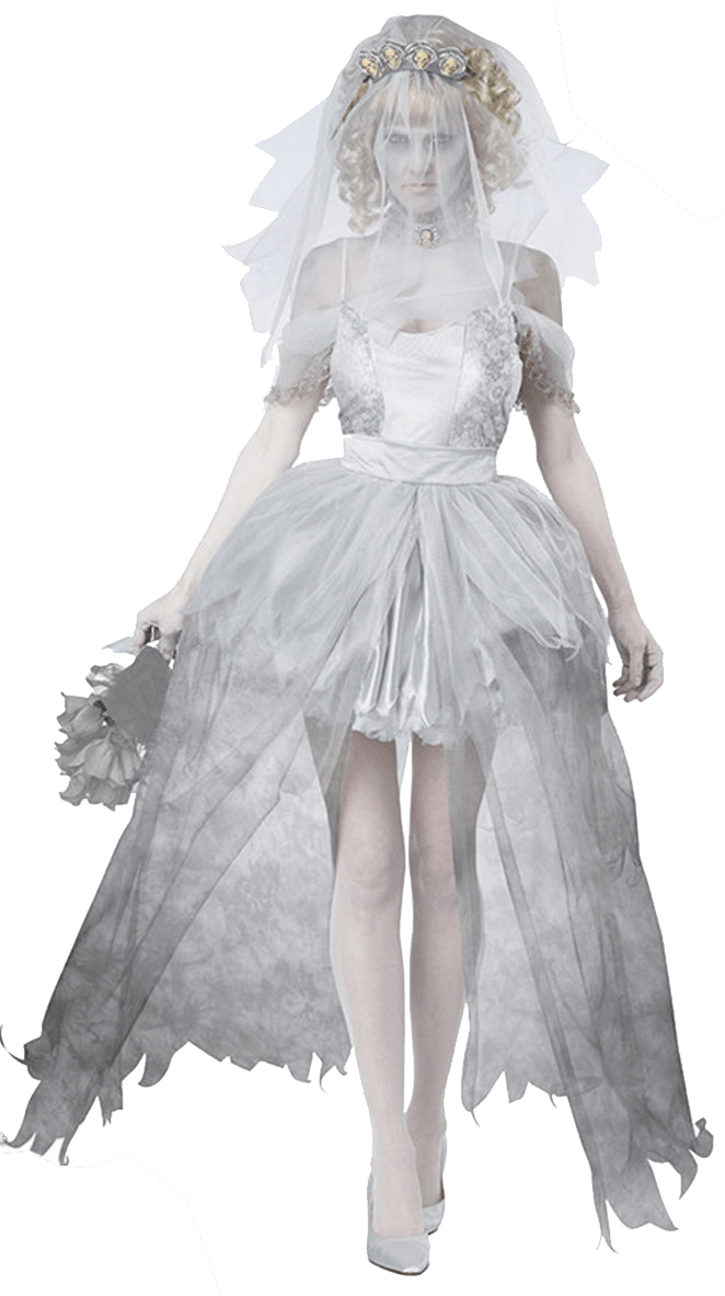 Zombie Bride Transparent Image Halloween Images - Ghostly Bride Costume Clipart (662x1183), Png Download