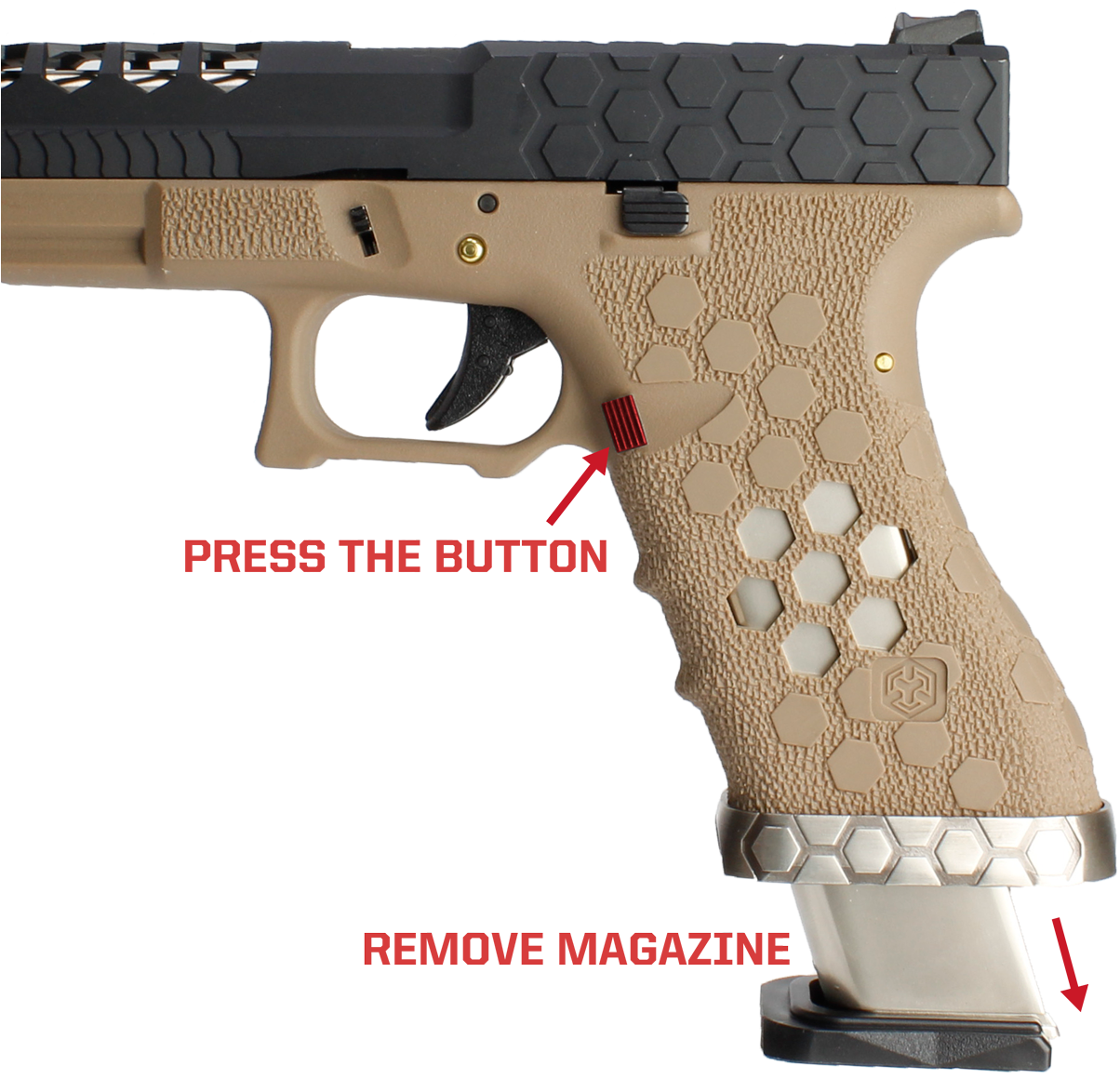 Remove The Magazine - Airsoft Gun Clipart (1237x1176), Png Download