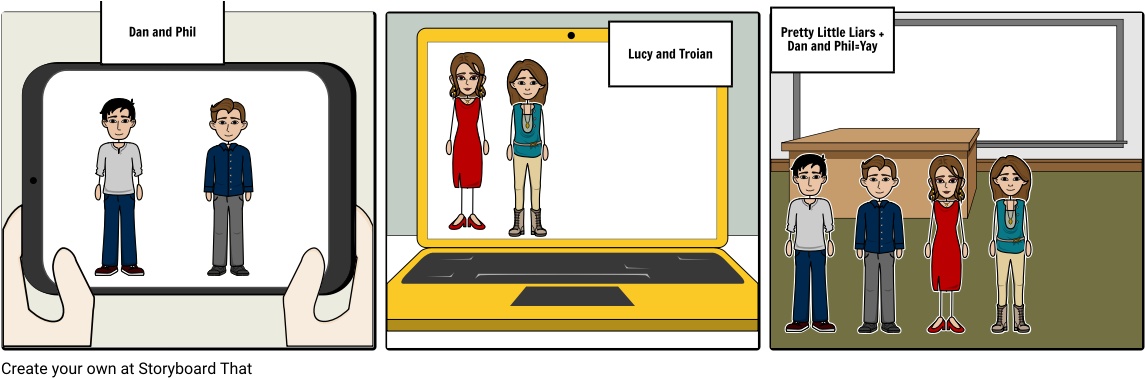 Dan And Phil Pretty Little Liars - Cartoon Clipart (1164x385), Png Download