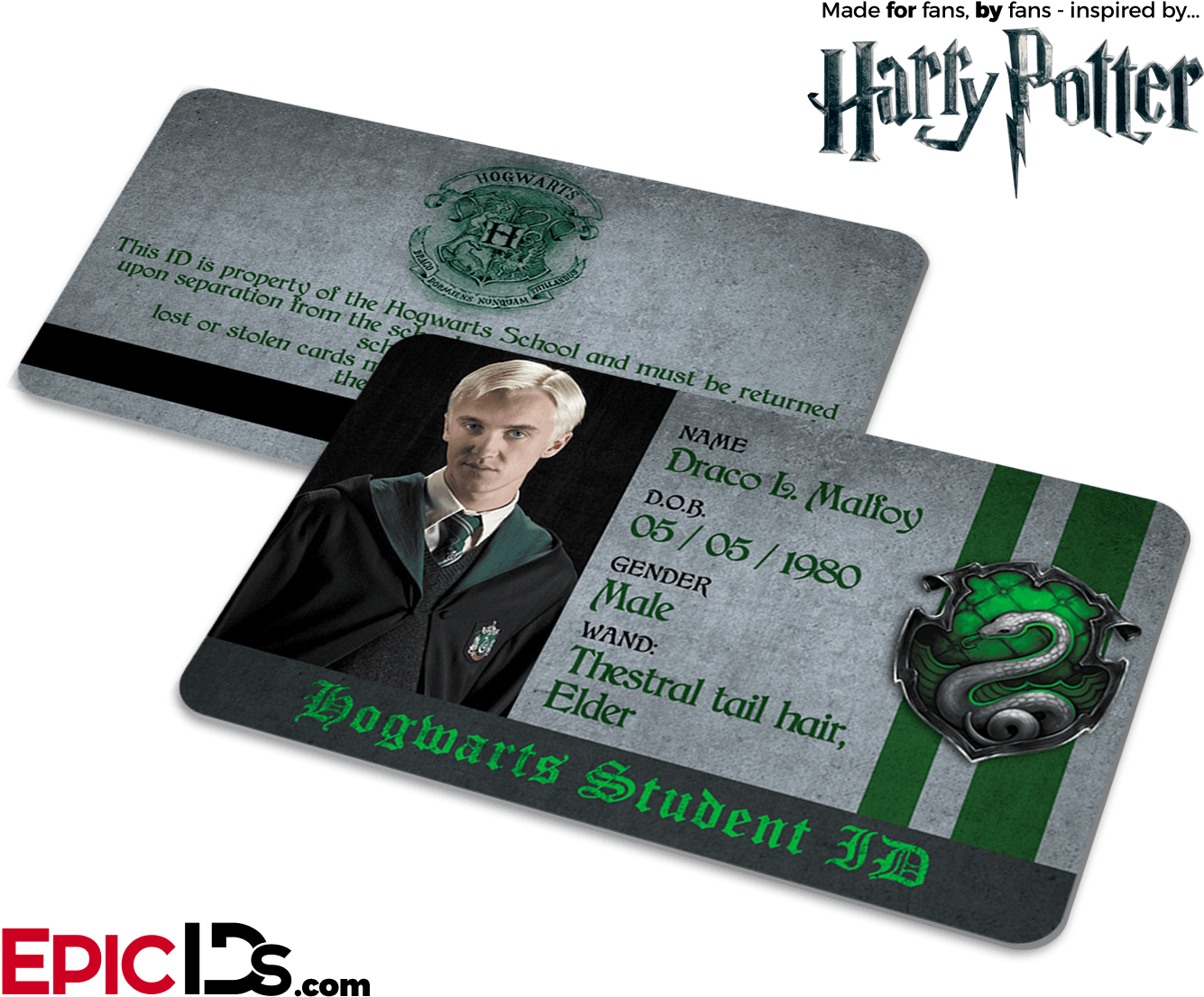 Harry Potter Inspired Hogwarts Student Id Slytherin - Harry Potter Clipart (1417x1181), Png Download