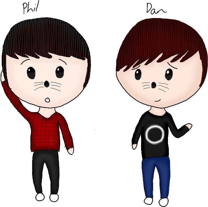 Dan And Phil - Cartoon Clipart (1037x1104), Png Download