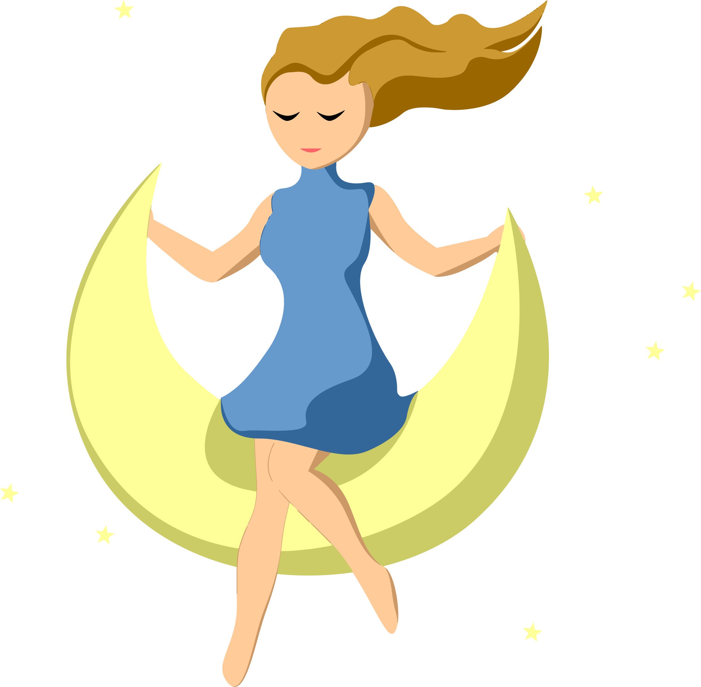 This Free Icons Png Design Of Girl On Crescent Moon Clipart (2278x2234), Png Download