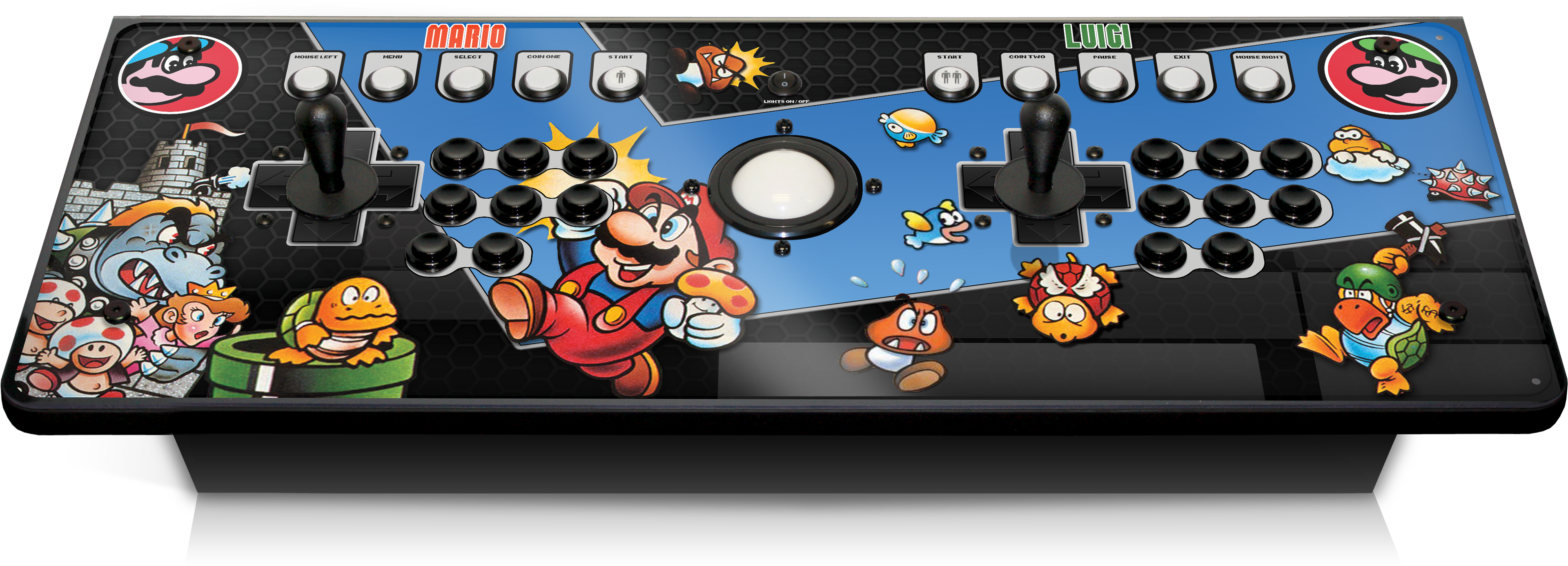 1613 In Custom Arcade Controller Graphic Mario Vs Luigi - Super Mario Bros Clipart (4044x1613), Png Download