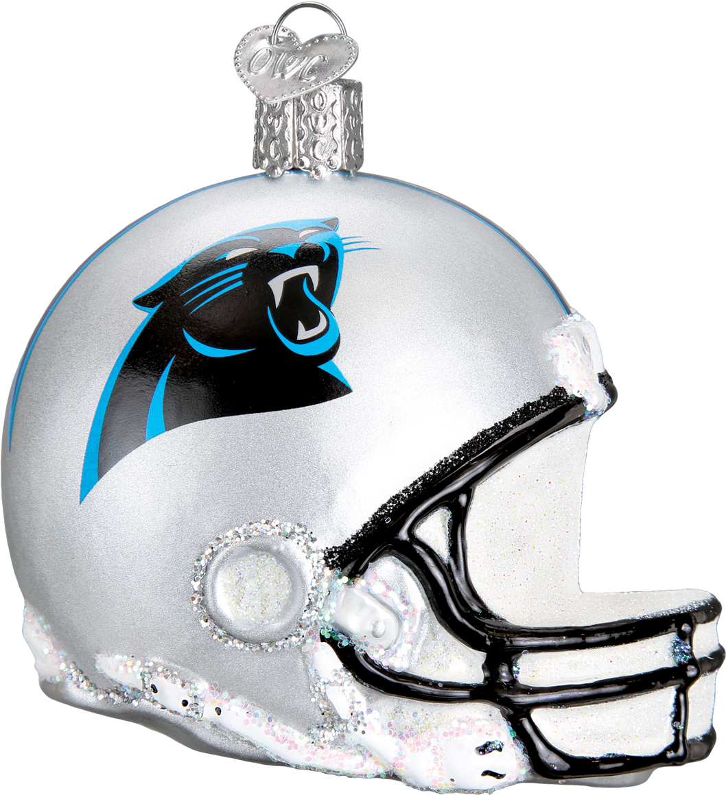 Carolina Panthers Football Helmet Glass Ornament - Old Falcons Helmet Clipart (1200x1200), Png Download