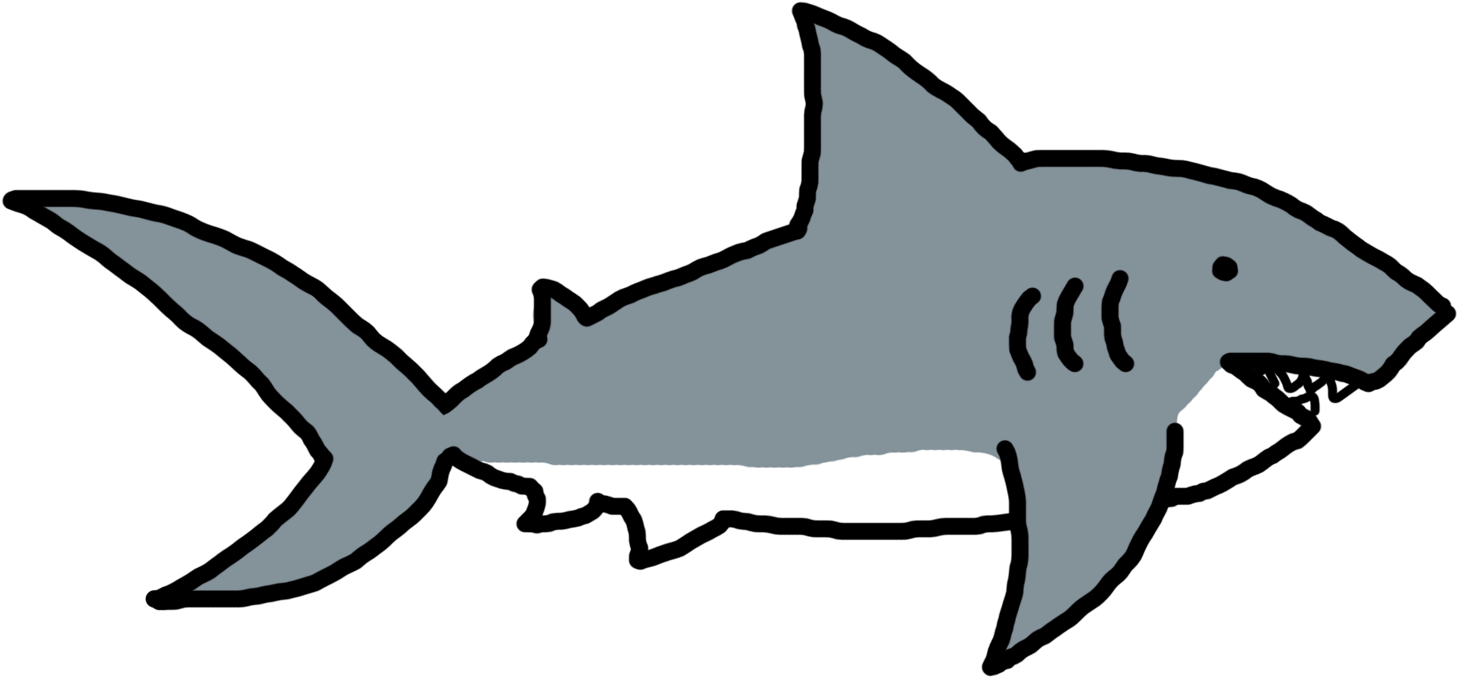 Shark Clip Art Black And White - Png Download (1457x677), Png Download