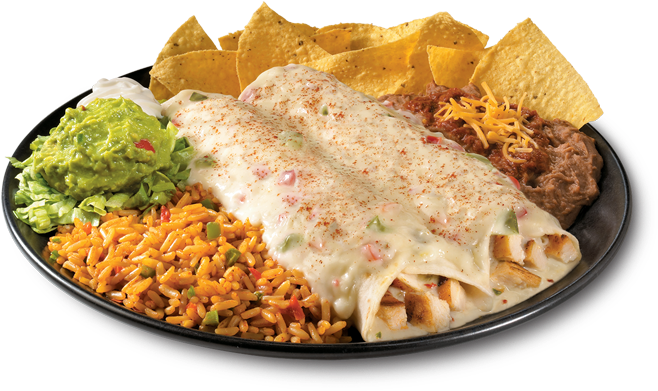 Taco Bueno Chicken Enchilada Platter Clipart (722x445), Png Download