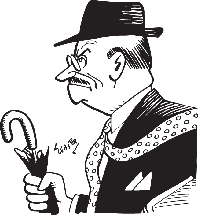 Angry Man With Hat & Umbrella - Illustration Clipart (648x703), Png Download