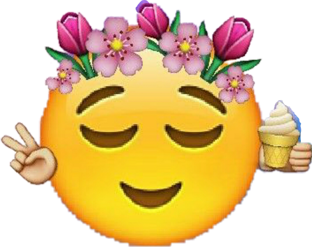 Emoji Emotions Flower Peace Ice Hipsterspirits Smile - Emojis Imagenes De Clipart (1024x812), Png Download