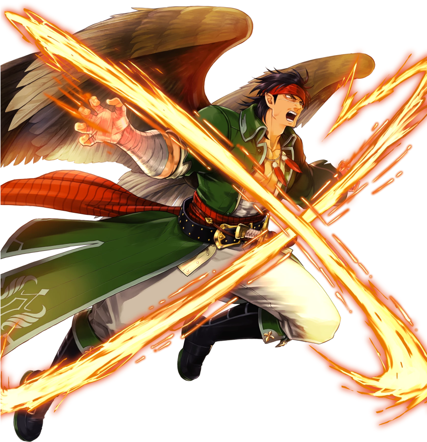 1boy Bandage Belt Boots Feathered Wings Feathers Fire - Fire Emblem Heroes Beast Units Clipart (850x969), Png Download