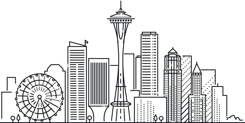 Charlotte, Nc And Surrounding Areas - Seattle Skyline Line Art Clipart (988x496), Png Download