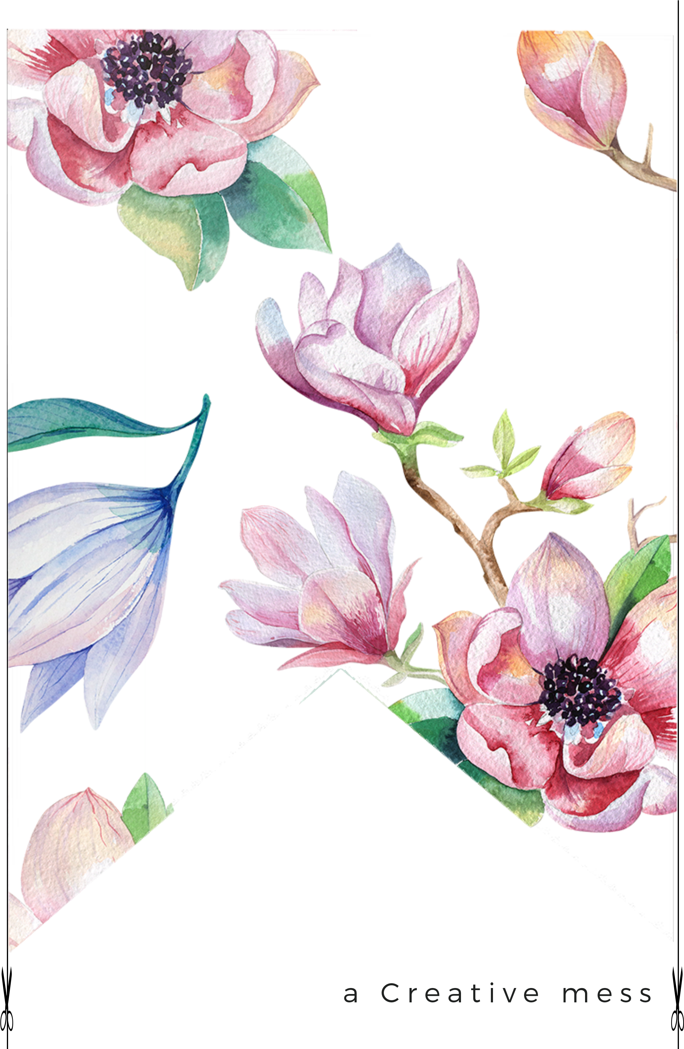 Magnolia Watercolor Diy Clipart - Floral Buntings Free Printable - Png Download (2480x3508), Png Download