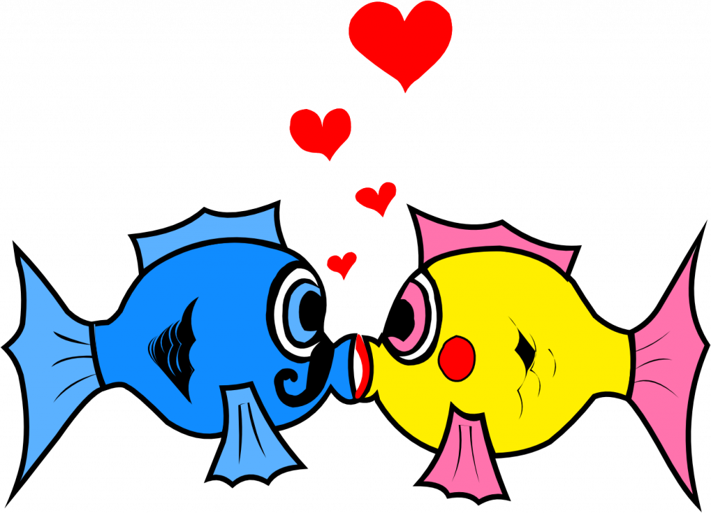 Hearts Clipart Fish Hook - Fish In Love - Png Download (1024x739), Png Download
