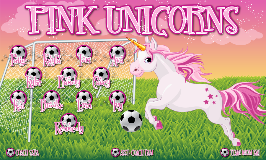 3'x5′ Vinyl Banner Pink Unicorns - Cartoon Clipart (900x900), Png Download