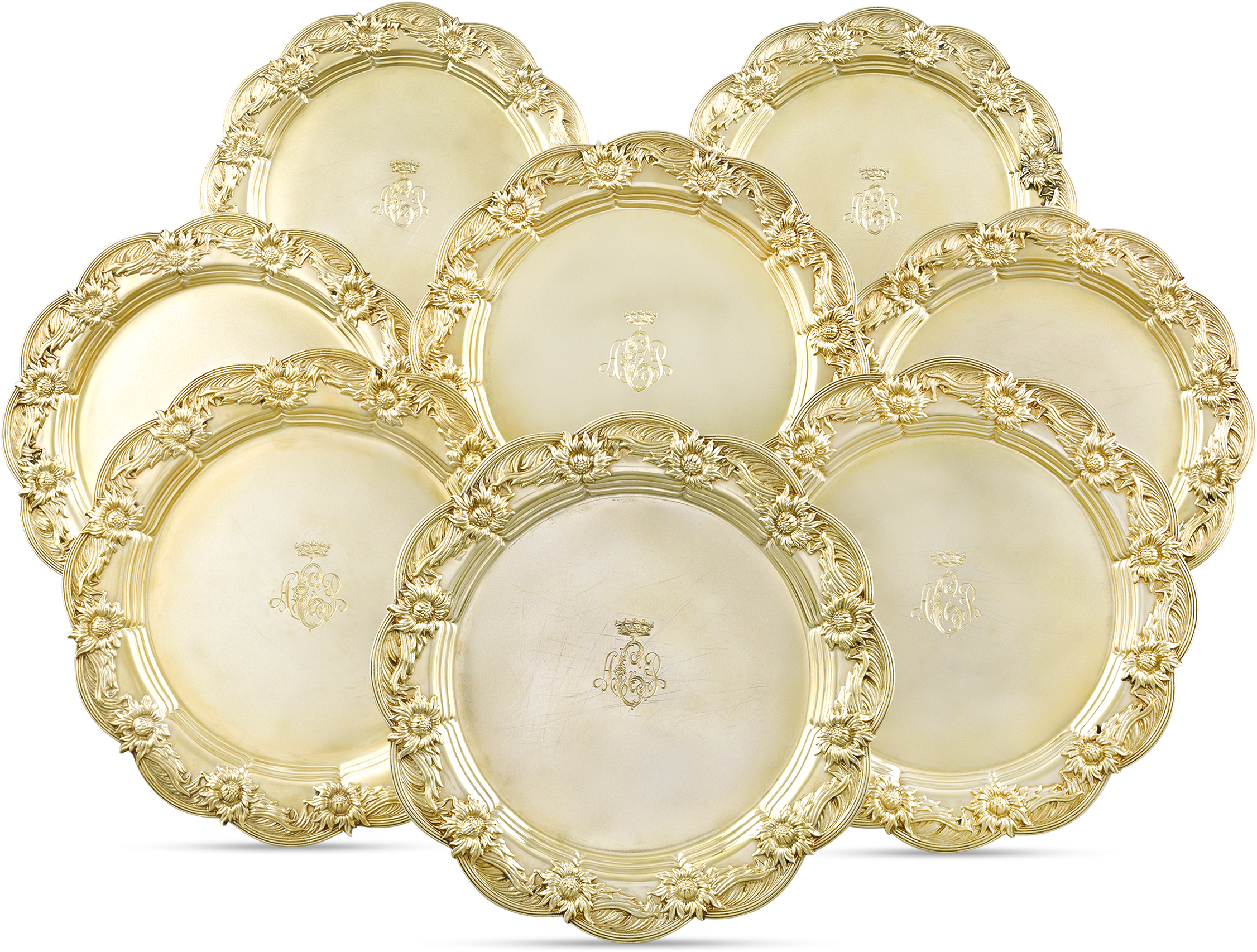 Chrysanthemum Silver-gilt Dinner Plates By Tiffany Clipart (2252x1706), Png Download