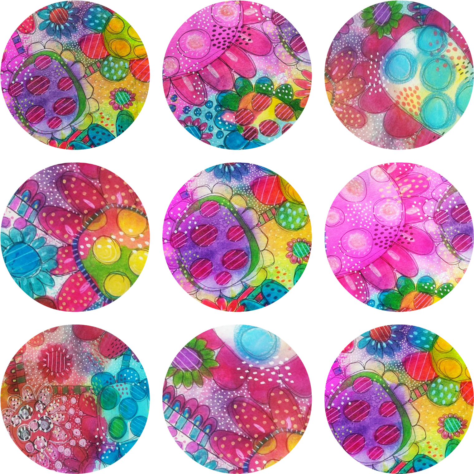 Funky Flower Circle Embellishments - Leo Sign Watercolor Tattoo Clipart (1600x1600), Png Download