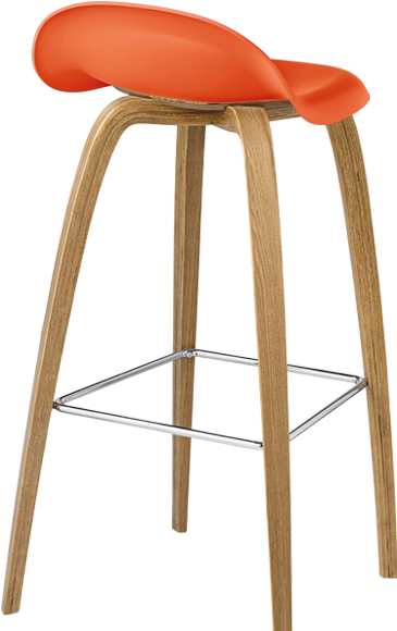 Gubi 3d Bar Stool In Orange Sweet Hirek Shell And Oak - Taburete Png Clipart (579x579), Png Download