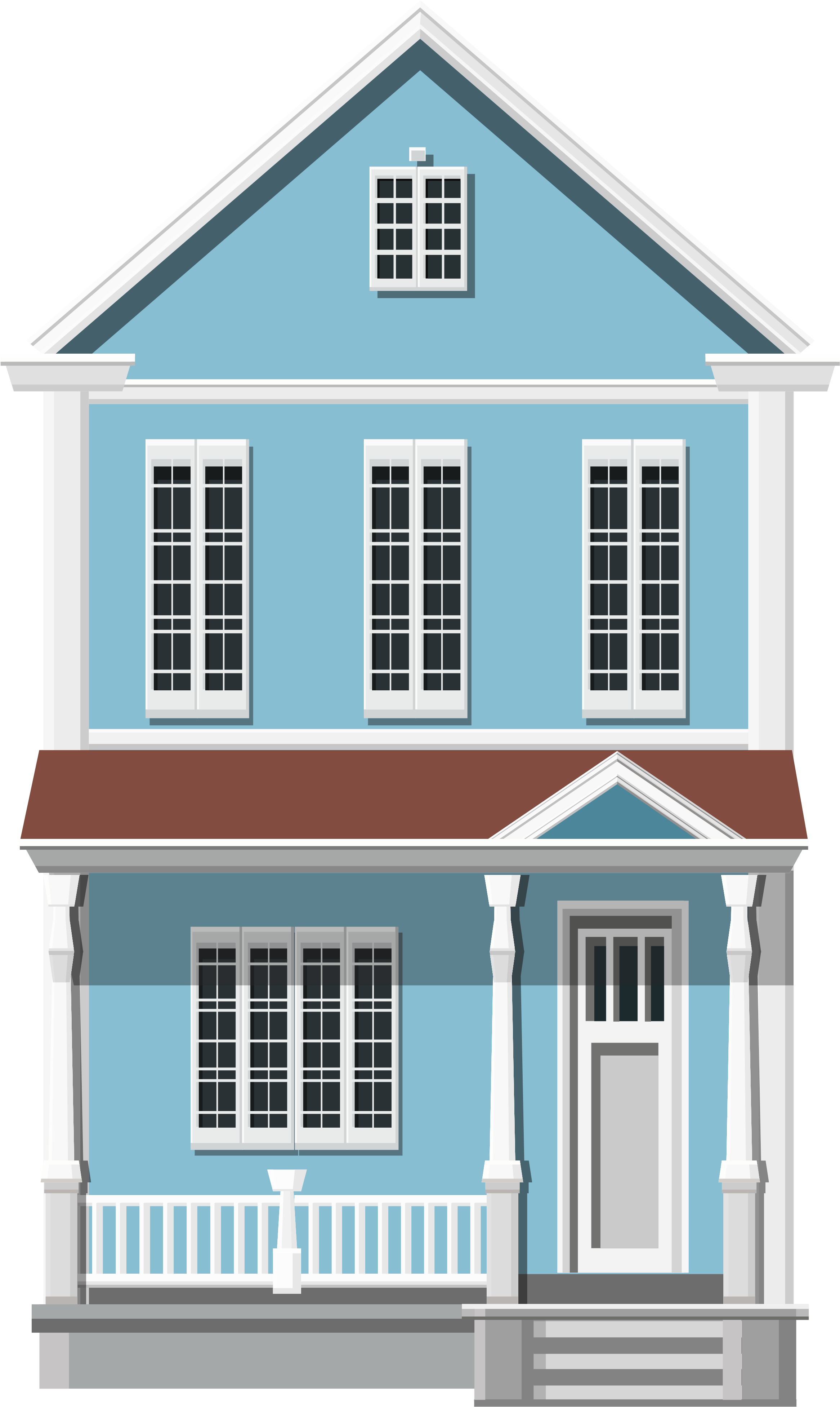 Blue House Png Clip Art - House Png Transparent Png (2438x3974), Png Download