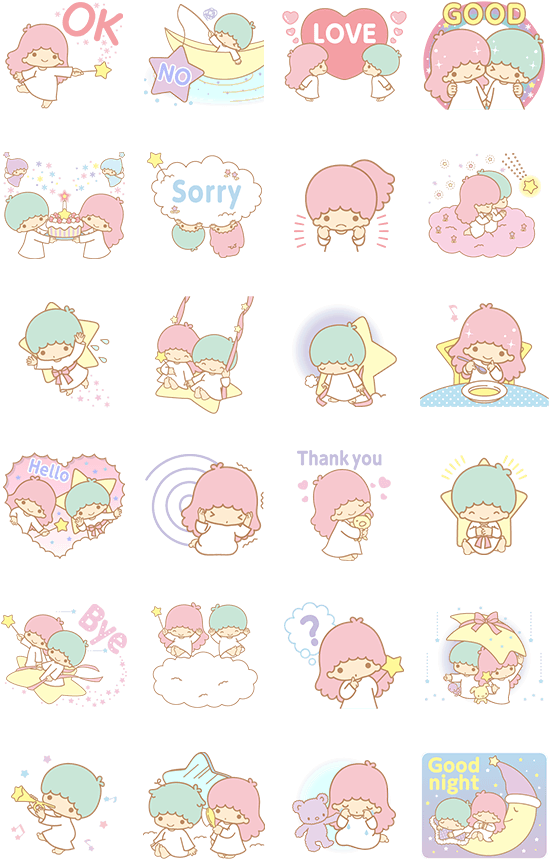 Little Twin Stars Animated Stickers By Sanrio - Little Twin Stars Iphone Clipart (562x900), Png Download