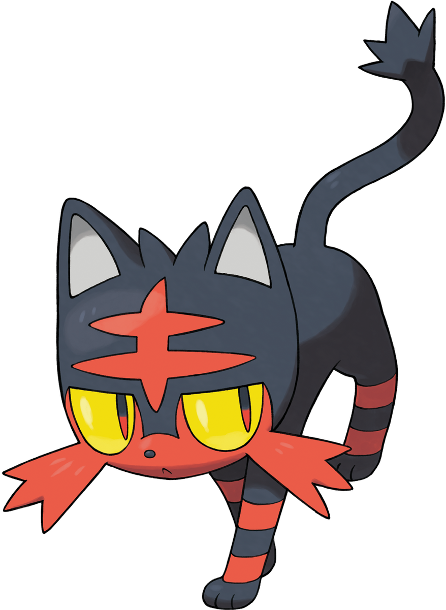 Pokemon Moon Starters Litten Clipart (945x1300), Png Download