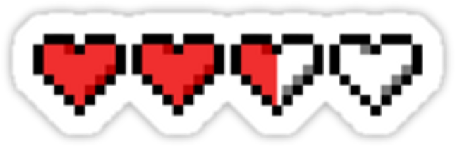 Heart Hearts Minecraft Corazon Corazones Vida Life - 8 Bit Heart Sticker Clipart (1024x983), Png Download