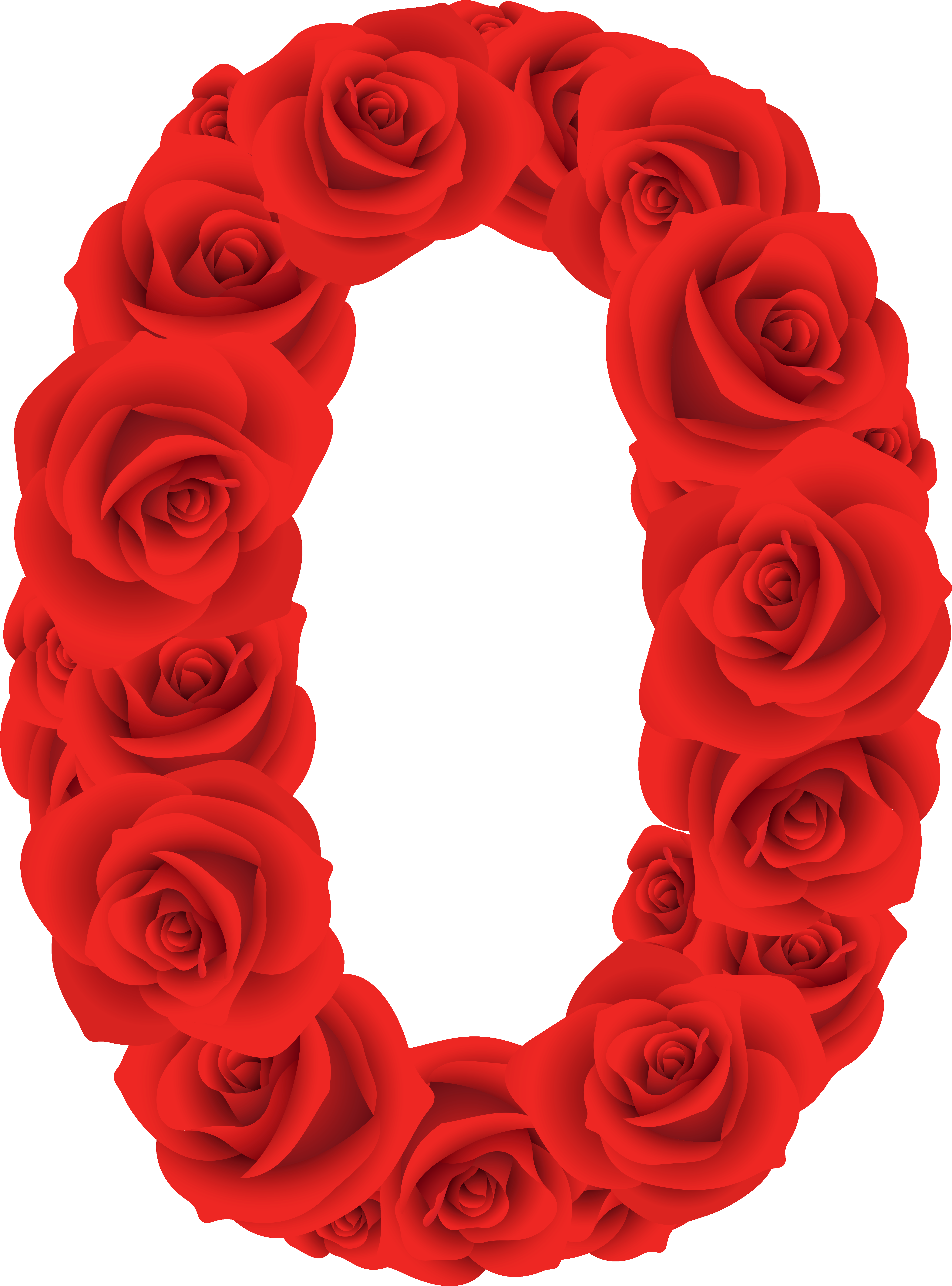 Number Zero Clip Art - Red Roses Number 0 - Png Download (5282x7062), Png Download