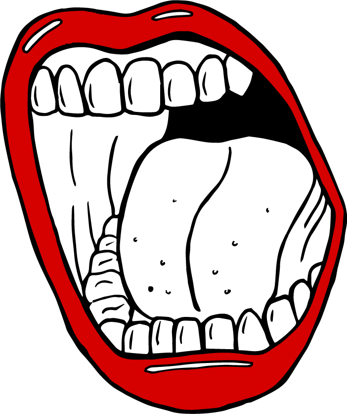 A Large Open Mouth Animation With Red Lips - Open Mouth Animation Clipart (702x836), Png Download