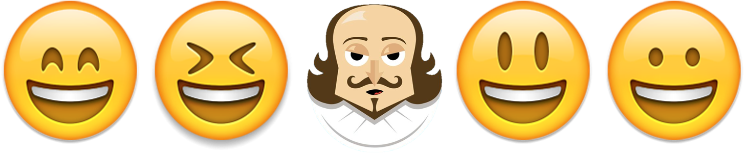 Shakespeare Emoji - Emoticones Enamorados Para Colorear Clipart (1487x325), Png Download