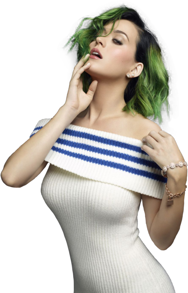 Katy Perry Png Photo - Katy Perry Sexy Green Hair Clipart (743x1024), Png Download